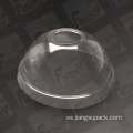 Tapa plana de plástico de mascota transparente desechable para la taza